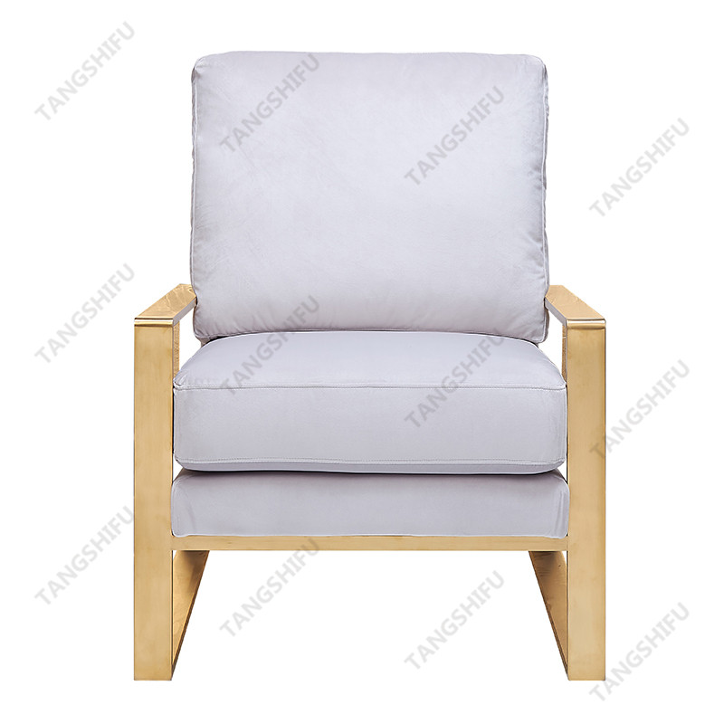 TSF-7730-Grey Velvet Golden stainless steel Arm Chair