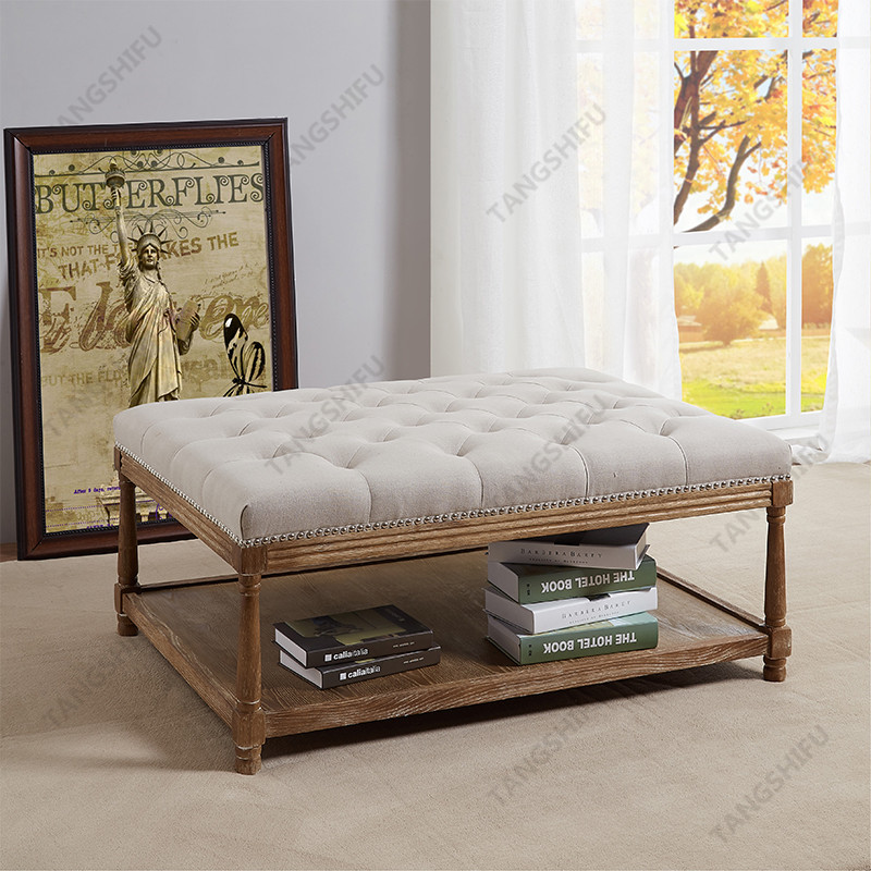 TSF-9325-Beige Rectangle Ottoman
